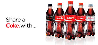 Photo showing coca cola share a coke branding